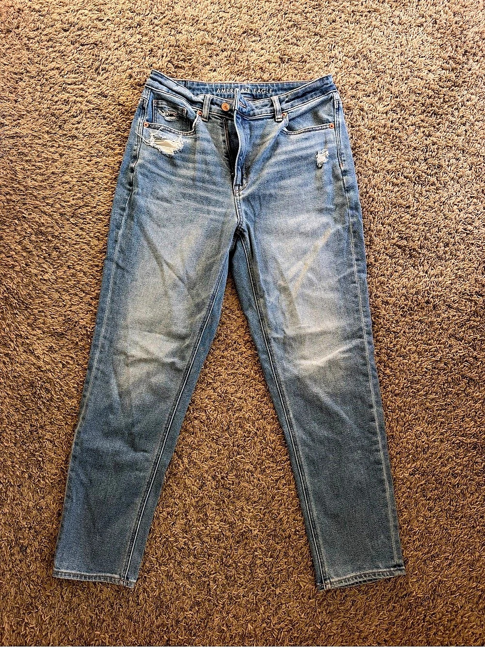American Eagle AE Ripped Mom Jean Skinny Jeans Blue Size 6